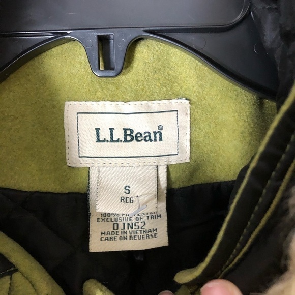 L.L. bean Wool Lined Hooded Jacket Small Women’s Chartreuse Green Coat - Picture 2 of 7
